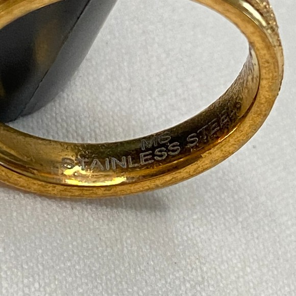 Textured Gold Tone Band Ring MS Stainless Steel - Picture 4 of 5